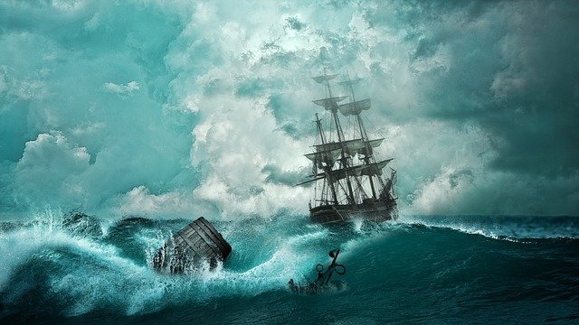 bateau dans une tempête